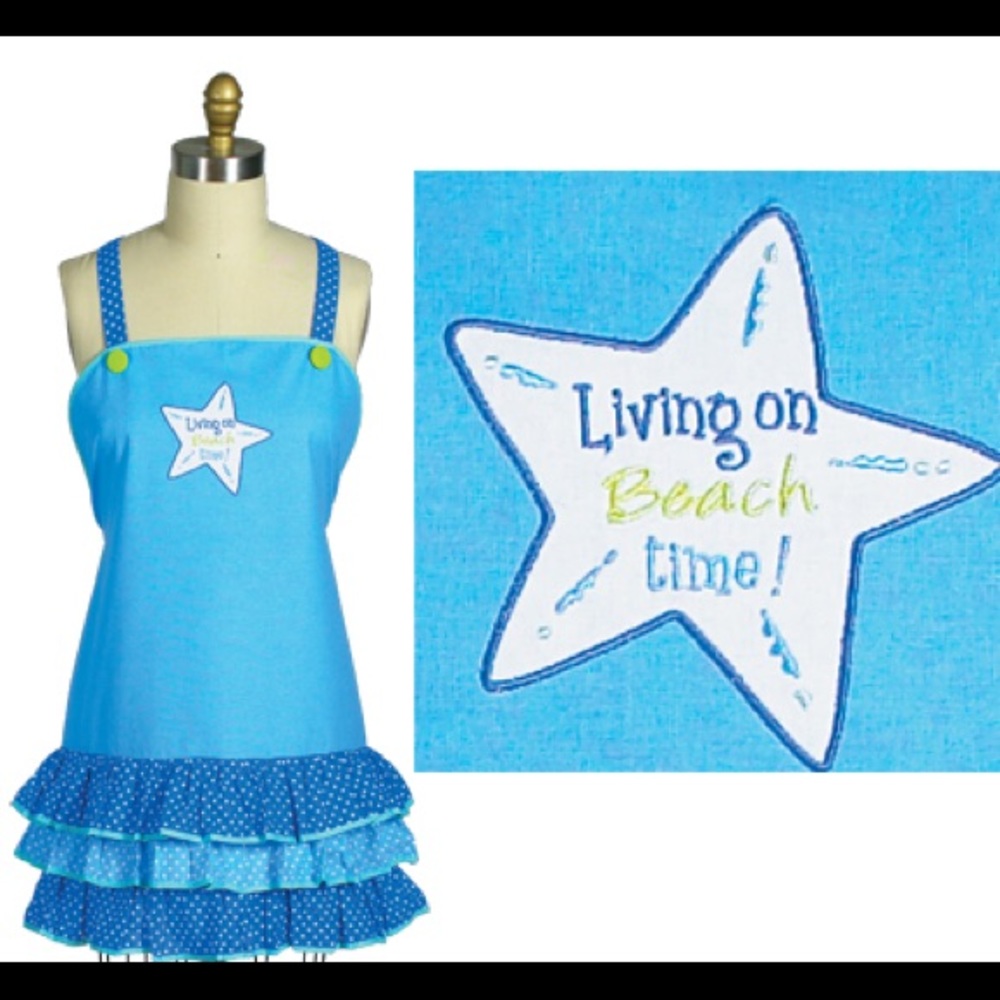 New Kay Dee Designs aqua living on beach time girlie apron star fish